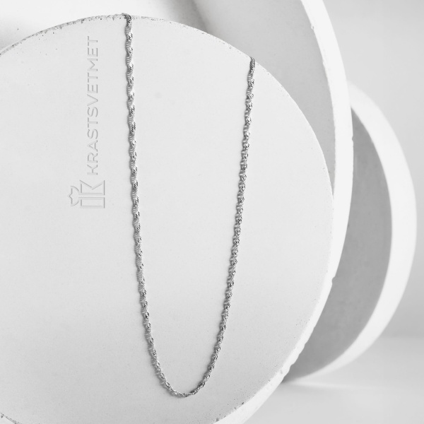 Цепь из белого золота 585, плетение «Сингапур»